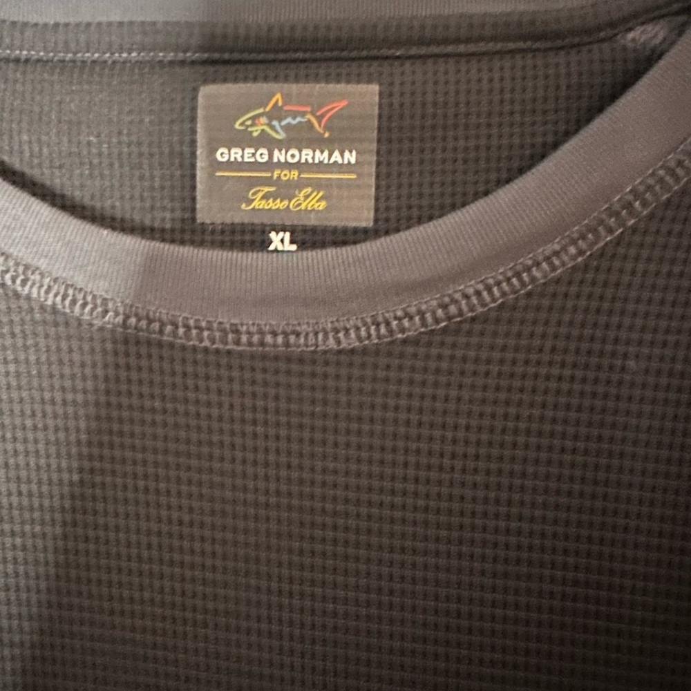 Greg Norman Tasso Elba XL Extra Large Ribbed Black/Grey Long Sleeve Polo Shirt - Picture 5 of 8
